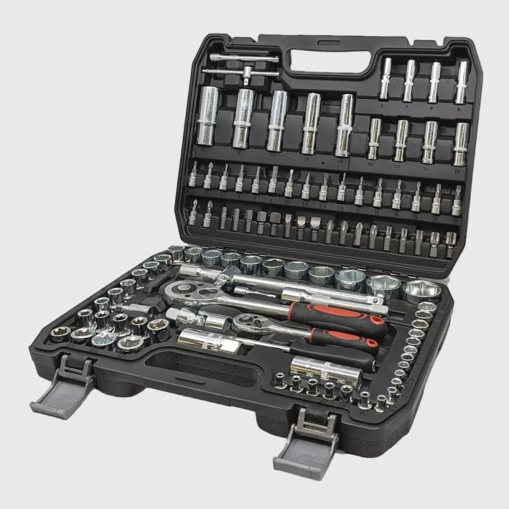 108-Piece Socket Tool Set with Chrome-Vanadium Steel – Comprehensive Deep Socket Wrench Kit with Ratchets and Extensions 1