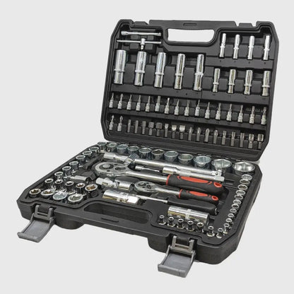 108-Piece Socket Tool Set with Chrome-Vanadium Steel – Comprehensive Deep Socket Wrench Kit with Ratchets and Extensions 1
