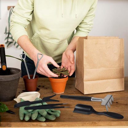 12-in-1 gardening tools set for succulents featuring durable steel heads and a compact storage bag, perfect for indoor plant care essentials. 5