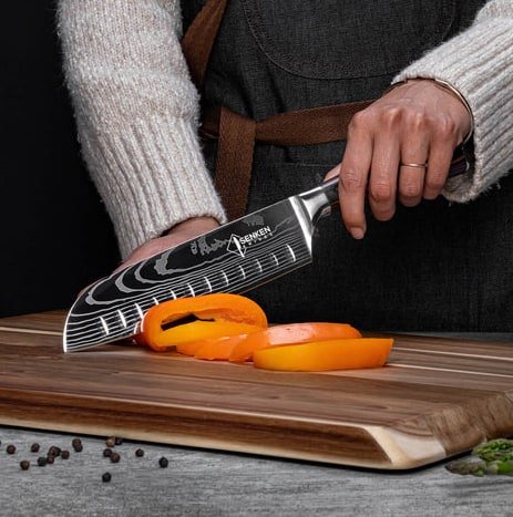 14-Piece Japanese Knife Block Set featuring high-quality kitchen knives and shears, elegantly housed in a natural acacia hardwood block for optimal organization and style 5