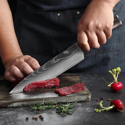 14-Piece Japanese Knife Block Set featuring high-quality kitchen knives and shears, elegantly housed in a natural acacia hardwood block for optimal organization and style 4