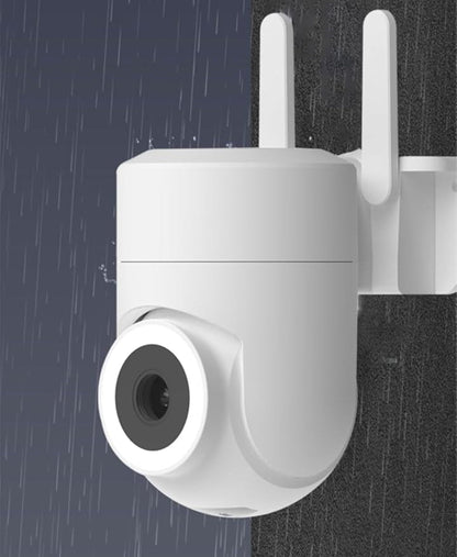 2K Security Camera featuring 355° pan capability, AI detection technology, and color night vision, designed for both indoor and outdoor surveillance. 3