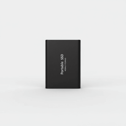 2TB external SSD with USB 3.1 and USB-C, compact portable design for fast data transfer and storage expansion. 0