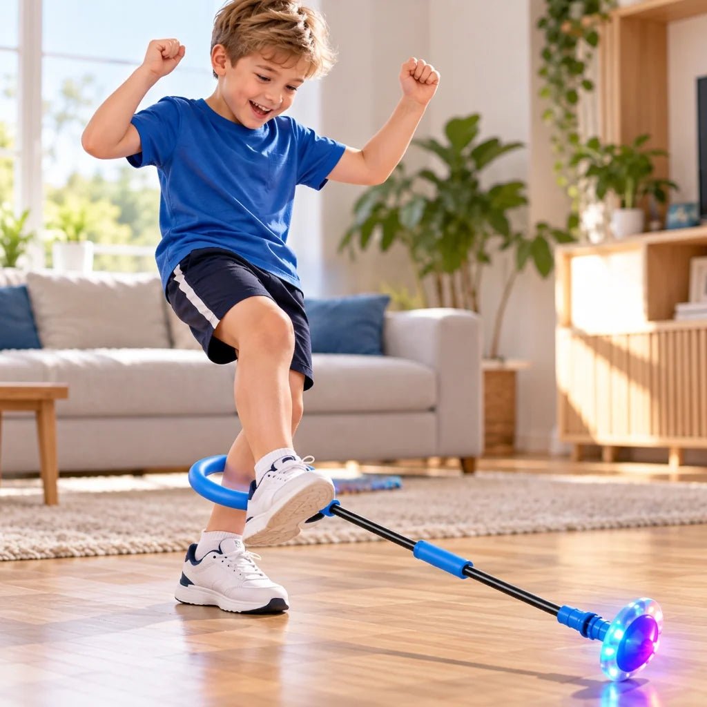 3-in-1 LED Skip Ball featuring a jump counter and timer, designed for outdoor play, made of durable plastic, perfect for kids' active fun 0