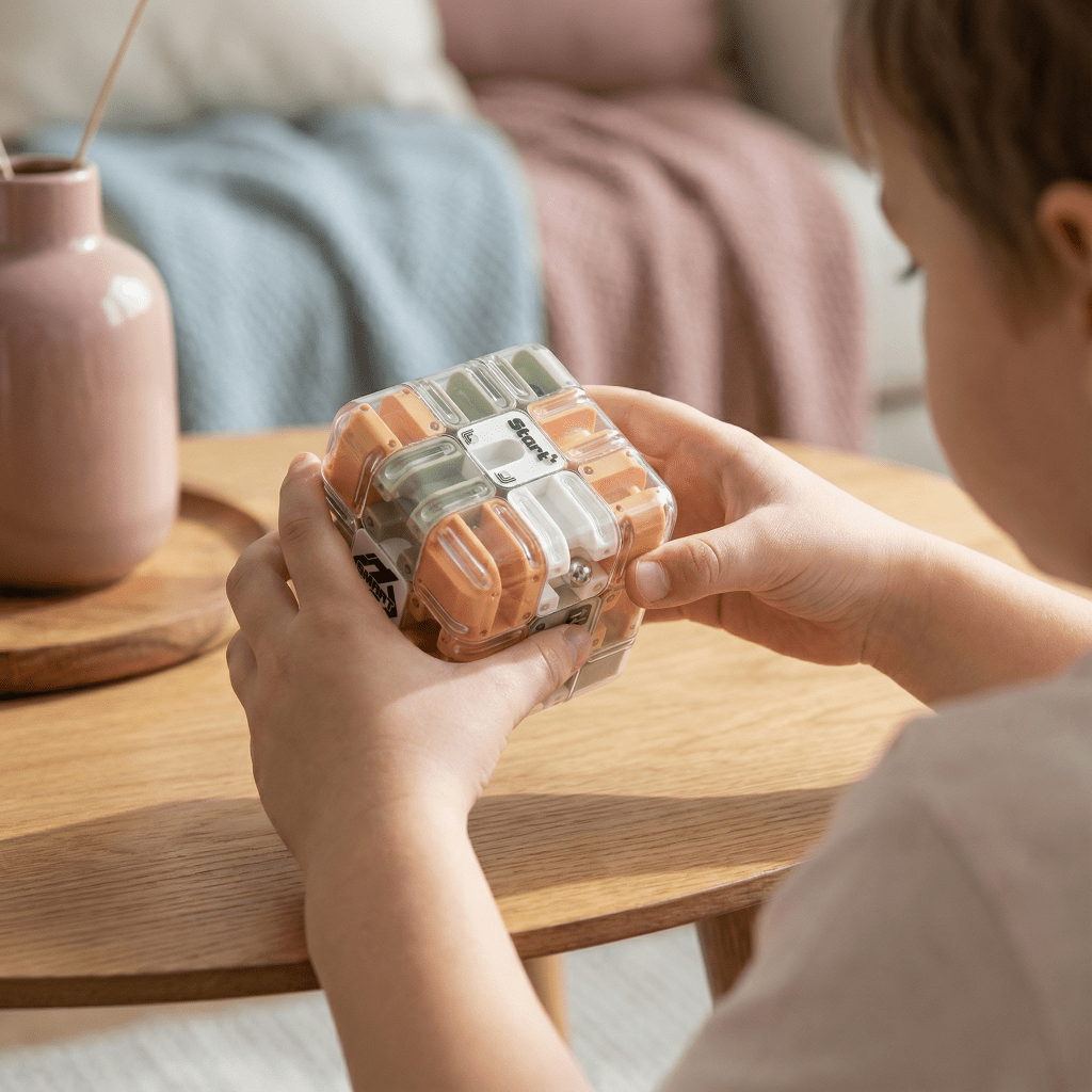 3D Labyrinth Puzzle Cube designed for enhancing spatial reasoning and focus, featuring a durable and portable design as an engaging brain teaser toy. 0