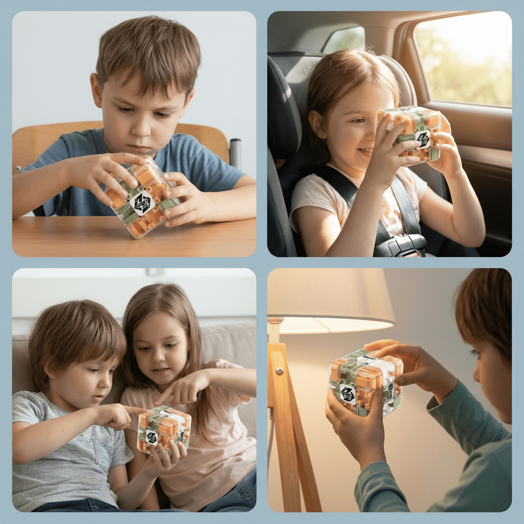 3D Labyrinth Puzzle Cube designed for enhancing spatial reasoning and focus, featuring a durable and portable design as an engaging brain teaser toy. 3