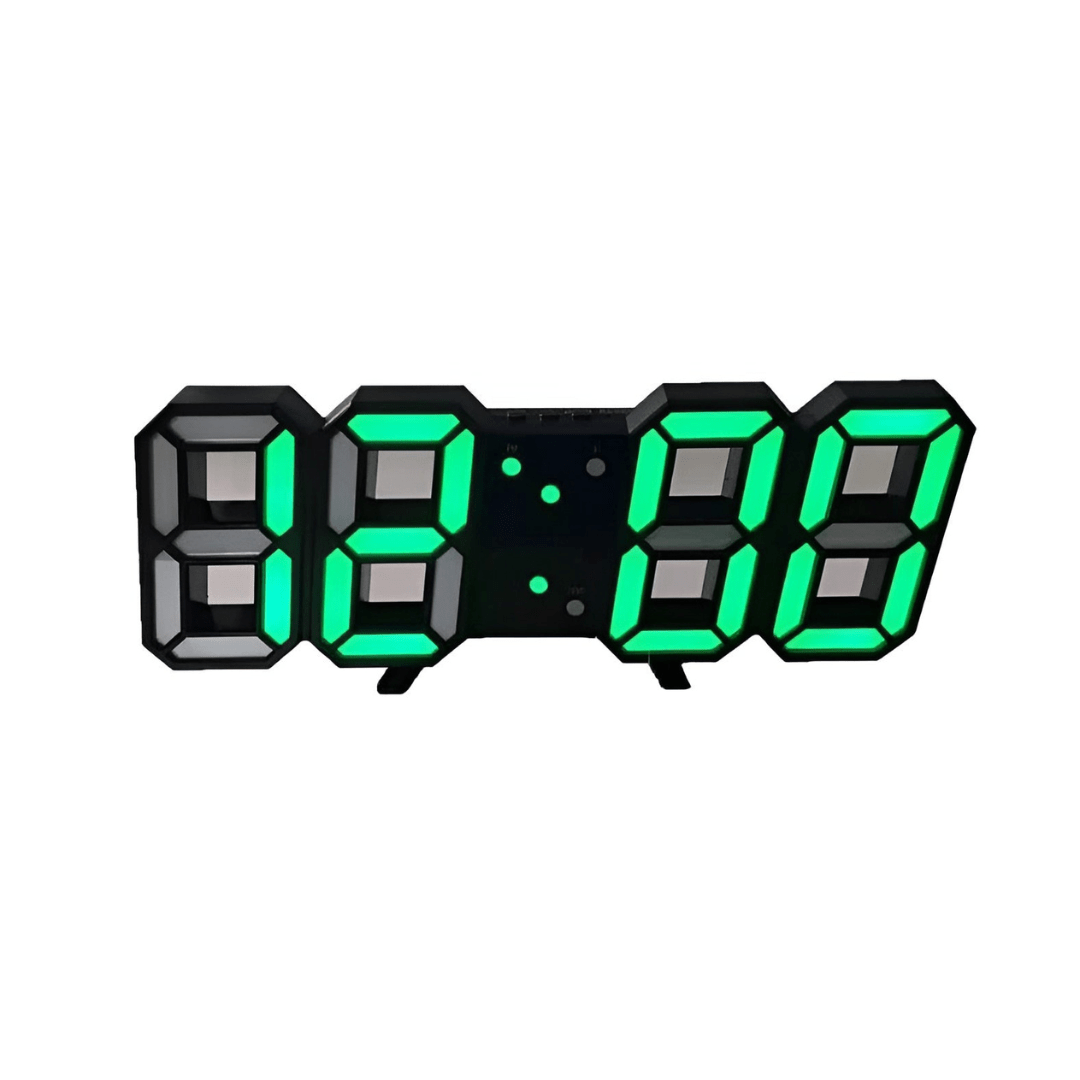 3D LED Digital Wall Clock with Backlight in modern minimalist design, made of plastic, dimensions 23.5 x 9.3 x  3