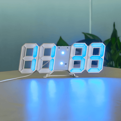 3D LED Digital Wall Clock with Backlight in modern minimalist design, made of plastic, dimensions 23.5 x 9.3 x  6