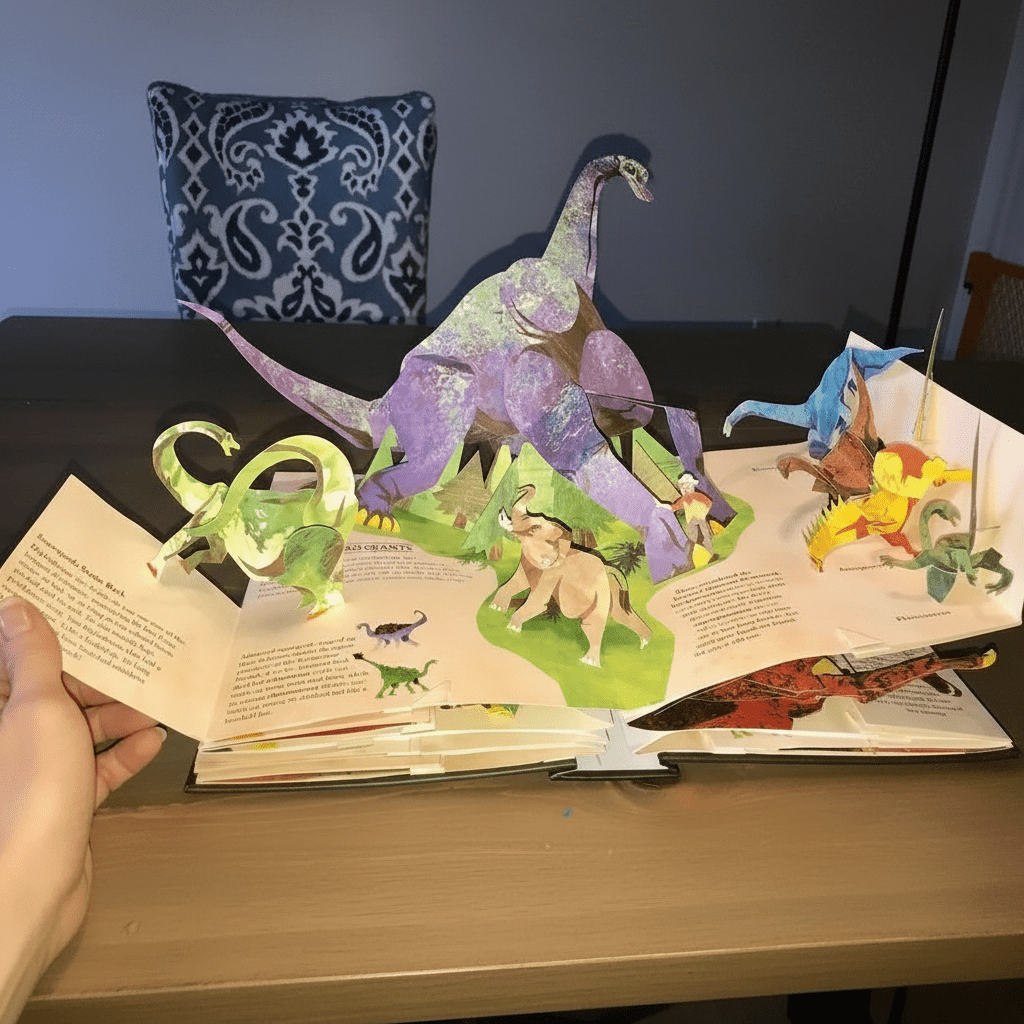 3D Pop-Up Dinosaur Book for Kids featuring vibrant, full-color illustrations and interactive scenes for an engaging educational adventure. 2