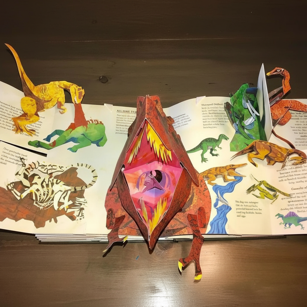 3D Pop-Up Dinosaur Book for Kids featuring vibrant, full-color illustrations and interactive scenes for an engaging educational adventure. 1