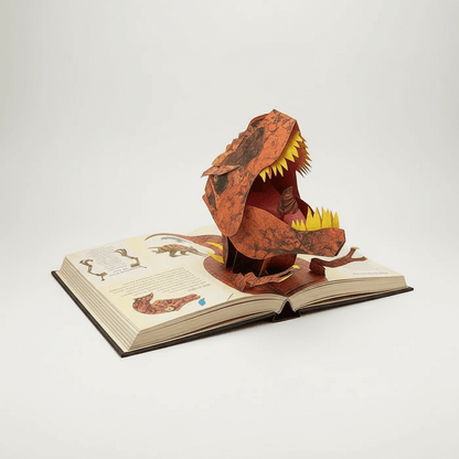 3D Pop-Up Dinosaur Book for Kids featuring vibrant, full-color illustrations and interactive scenes for an engaging educational adventure. 0
