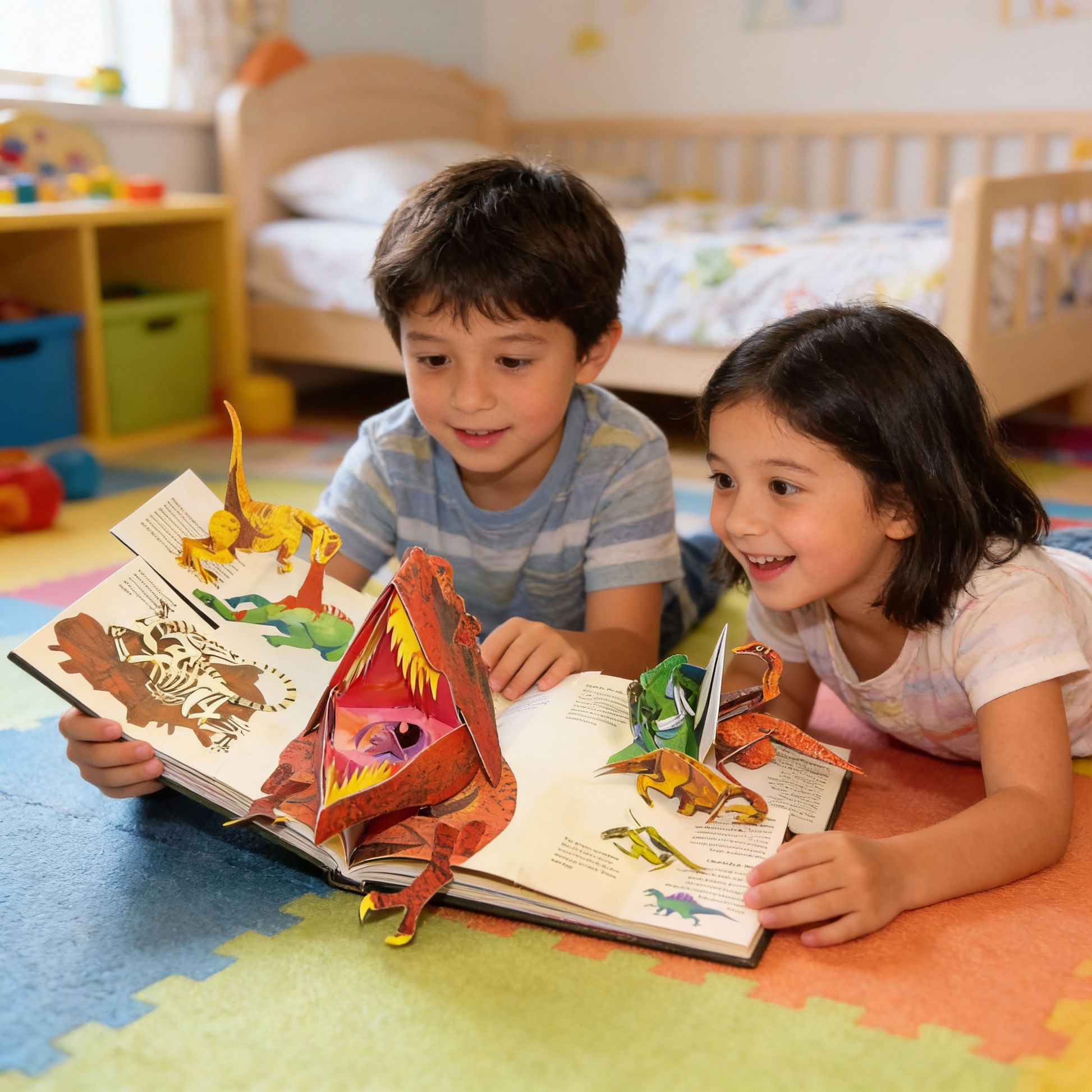 3D Pop-Up Dinosaur Book for Kids featuring vibrant, full-color illustrations and interactive scenes for an engaging educational adventure. 5