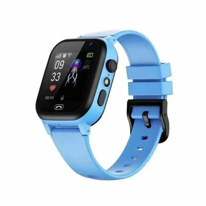 4G GPS smartwatch for kids featuring SOS functionality, video calling, durable splash-proof design, and a 13 MP camera for capturing moments. 1