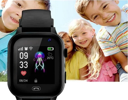 4G GPS smartwatch for kids featuring SOS functionality, video calling, durable splash-proof design, and a 13 MP camera for capturing moments. 3