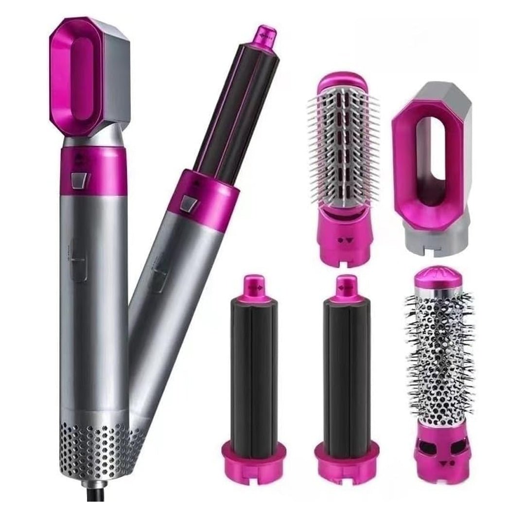 5-in-1 hair curler and dryer featuring intelligent heat control, designed with a ceramic finish for versatile styling on all hair types. 9