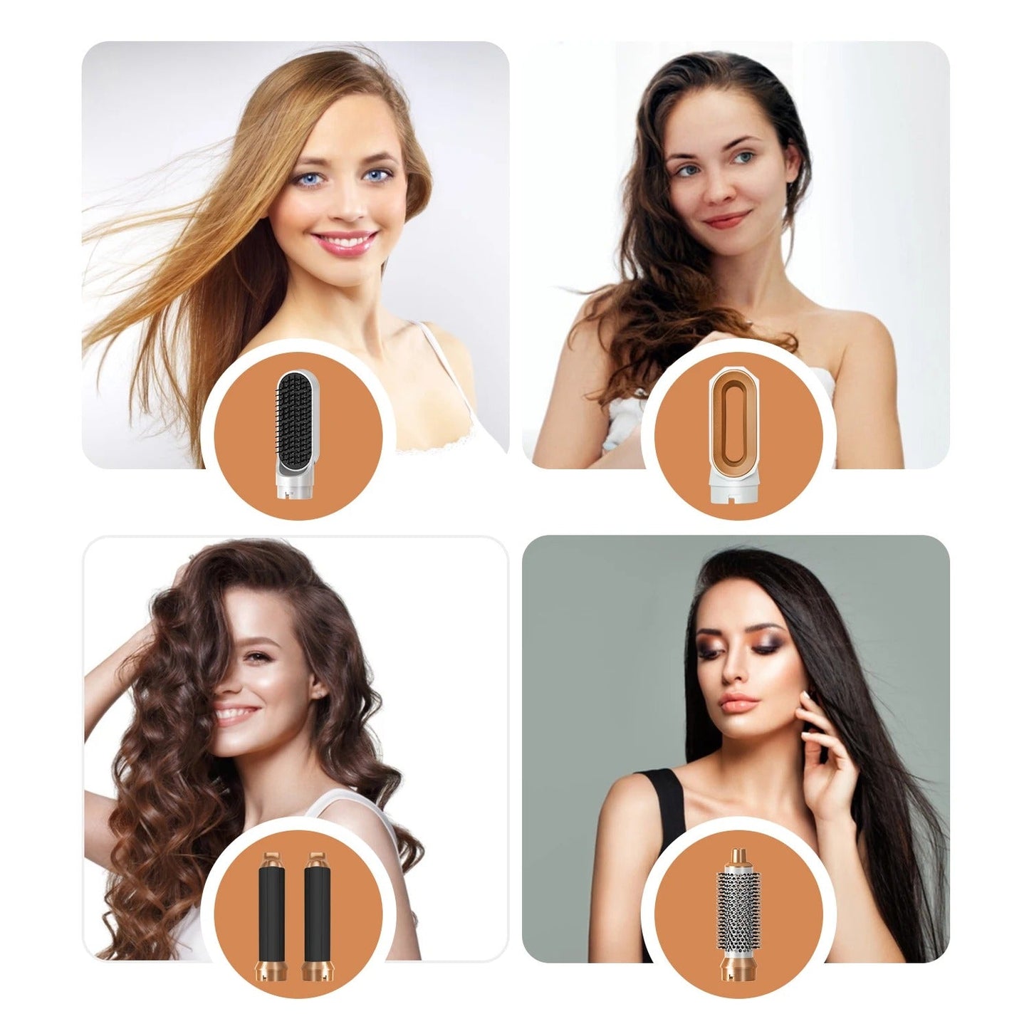 5-in-1 hair curler and dryer featuring intelligent heat control, designed with a ceramic finish for versatile styling on all hair types. 4