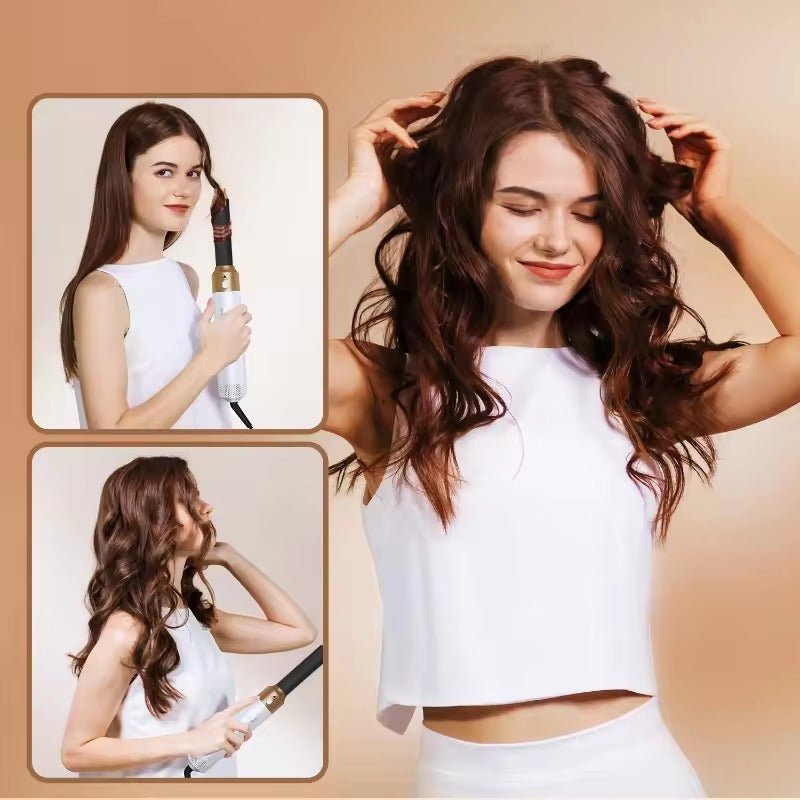 5-in-1 hair curler and dryer featuring intelligent heat control, designed with a ceramic finish for versatile styling on all hair types. 3