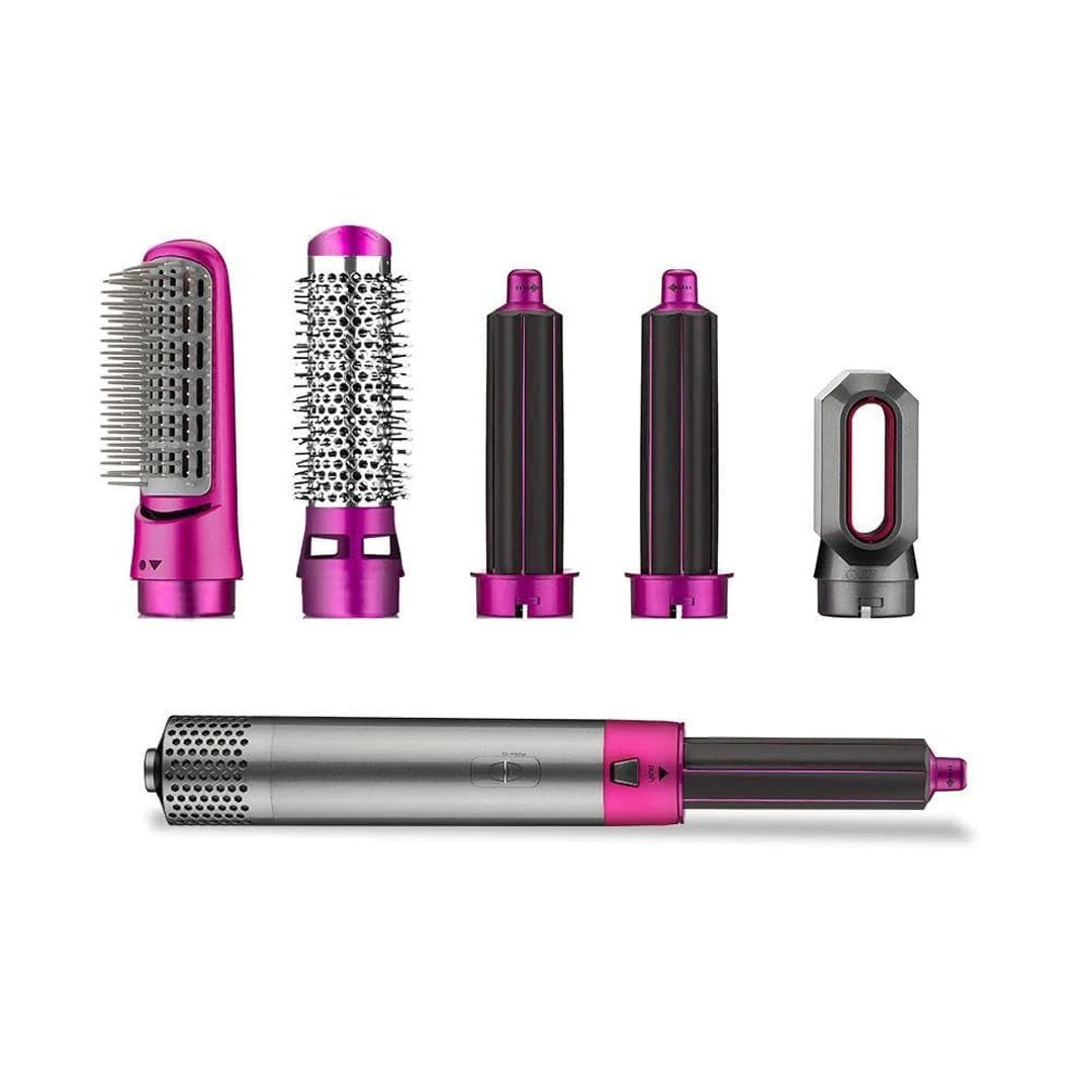 5-in-1 hair curler and dryer featuring intelligent heat control, designed with a ceramic finish for versatile styling on all hair types. 8