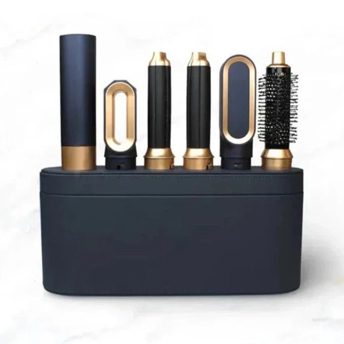 5-in-1 hair styler with ion technology, featuring a versatile design that functions as a hair dryer, straightener, curler, and w 5