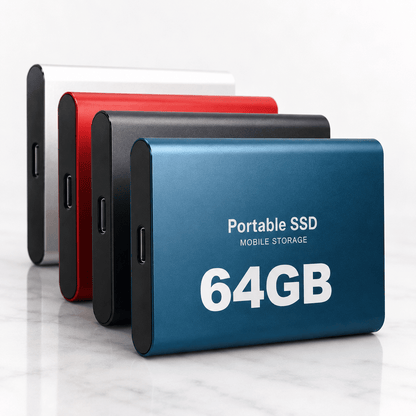 64GB Portable External SSD – High-Speed Aluminum Storage Drive with Compact Design