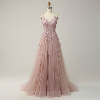 Elegant A-Line ball gown featuring an adjustable lace-up back, perfect for formal weddings and special events, designed to enhance your silhouette with its flowing skirt and 1