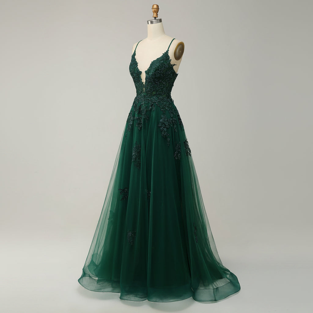 Elegant A-Line ball gown featuring an adjustable lace-up back, perfect for formal weddings and special events, designed to enhance your silhouette with its flowing skirt and 5