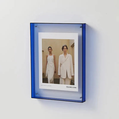 Acrylic photo frame with a vibrant color finish, perfect for modern wall or tabletop display, showcasing a stylish and contemporary design. 0