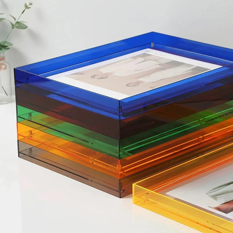 Acrylic photo frame with a vibrant color finish, perfect for modern wall or tabletop display, showcasing a stylish and contemporary design. 2