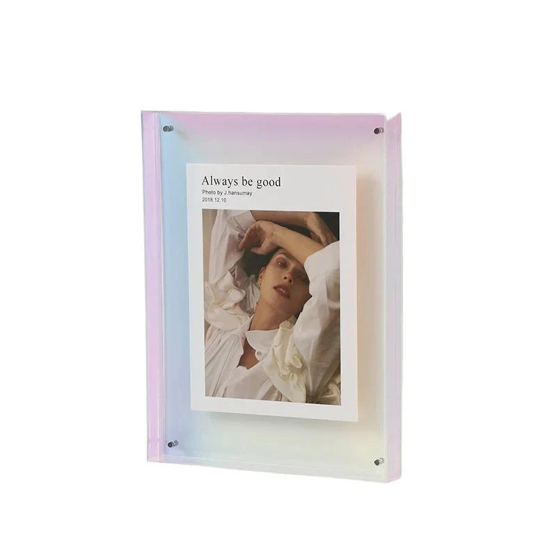 Acrylic photo frame with a vibrant color finish, perfect for modern wall or tabletop display, showcasing a stylish and contemporary design. 5