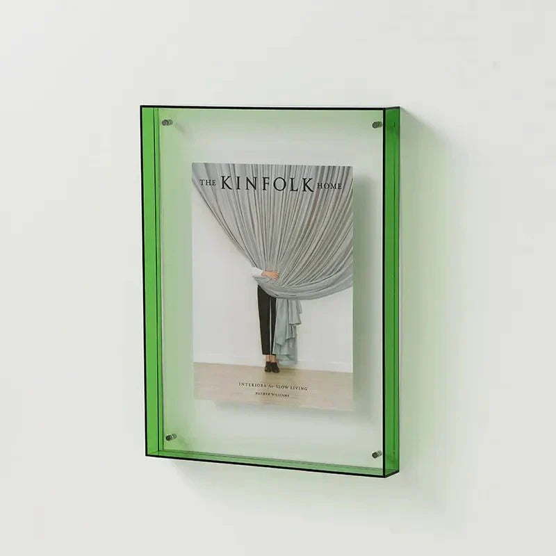 Acrylic photo frame with a vibrant color finish, perfect for modern wall or tabletop display, showcasing a stylish and contemporary design. 6