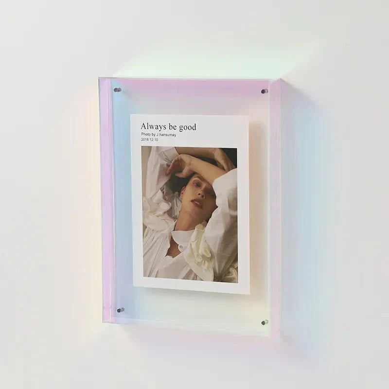 Acrylic photo frame with a vibrant color finish, perfect for modern wall or tabletop display, showcasing a stylish and contemporary design. 7