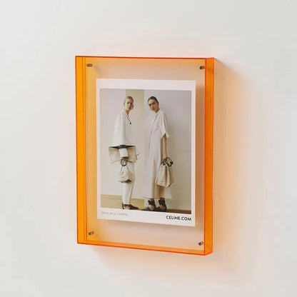 Acrylic photo frame with a vibrant color finish, perfect for modern wall or tabletop display, showcasing a stylish and contemporary design. 8