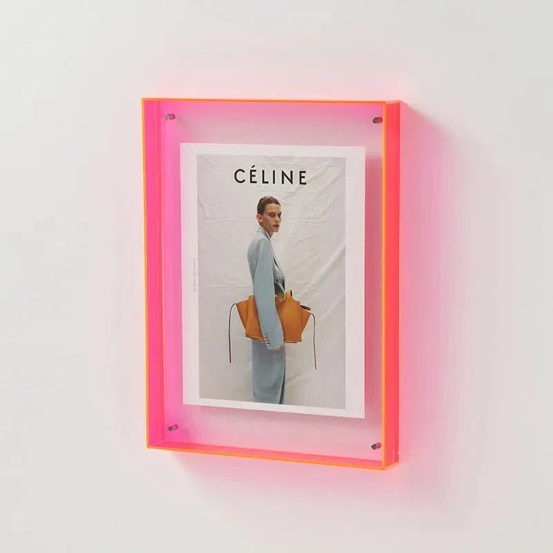 Acrylic photo frame with a vibrant color finish, perfect for modern wall or tabletop display, showcasing a stylish and contemporary design. 9