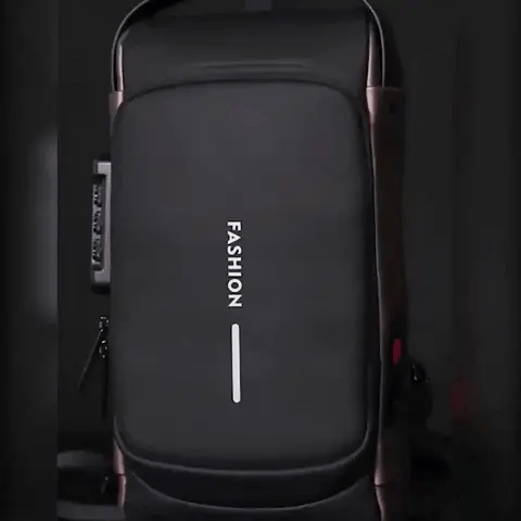 Anti-theft chest bag in black featuring RFID protection and ergonomic design, perfect for secure travel organization. 6