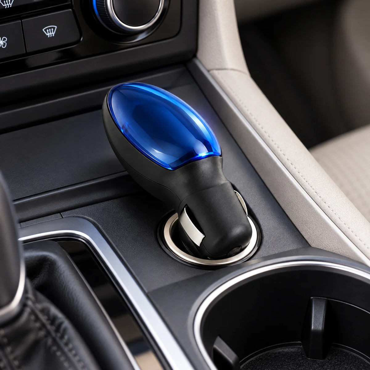 Automotive Fuel Saver Device designed for efficient performance, showcasing a sleek plug-in accessory ideal for everyday driving, enhancing fuel efficiency and reducing costs. 1
