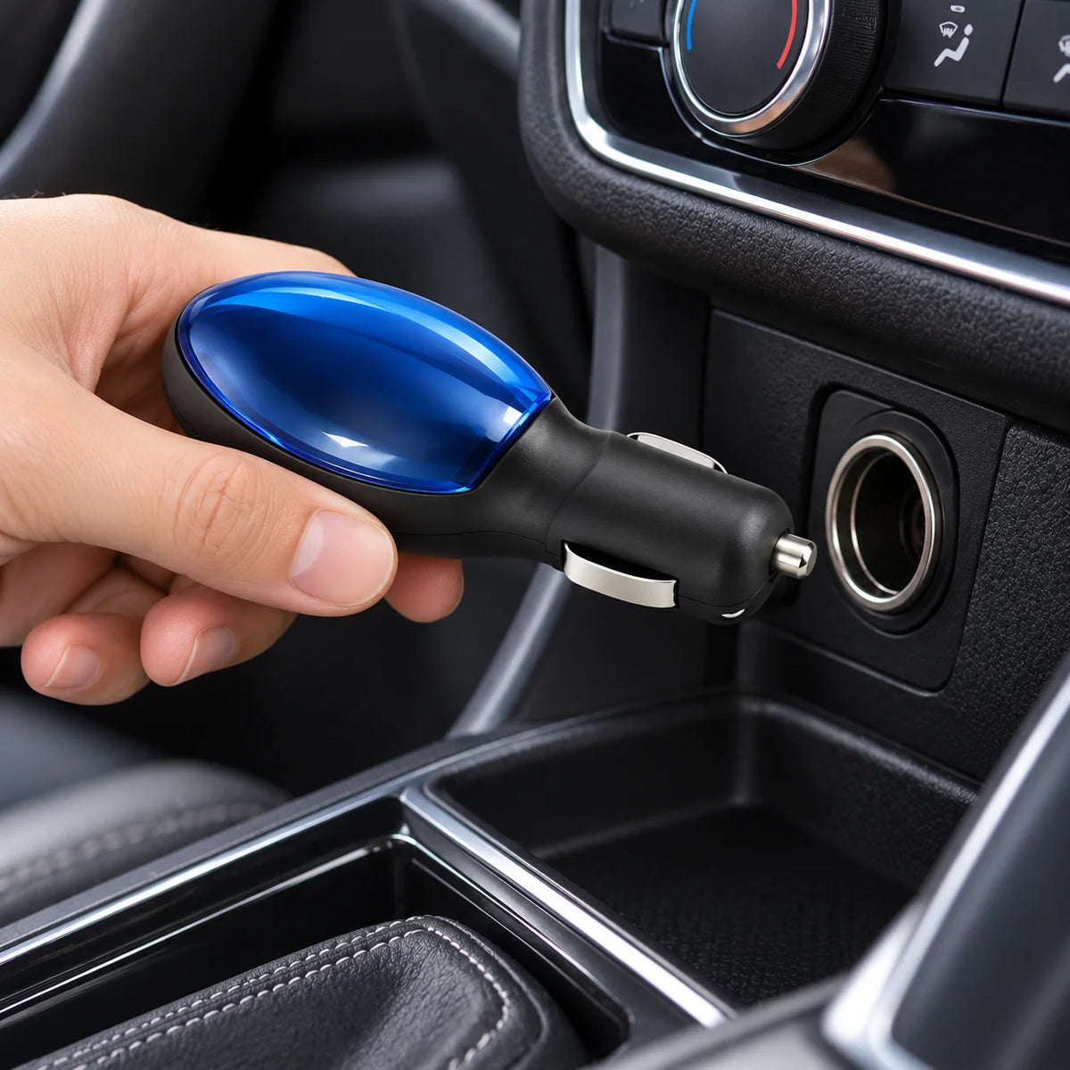 Automotive Fuel Saver Device designed for efficient performance, showcasing a sleek plug-in accessory ideal for everyday driving, enhancing fuel efficiency and reducing costs. 3