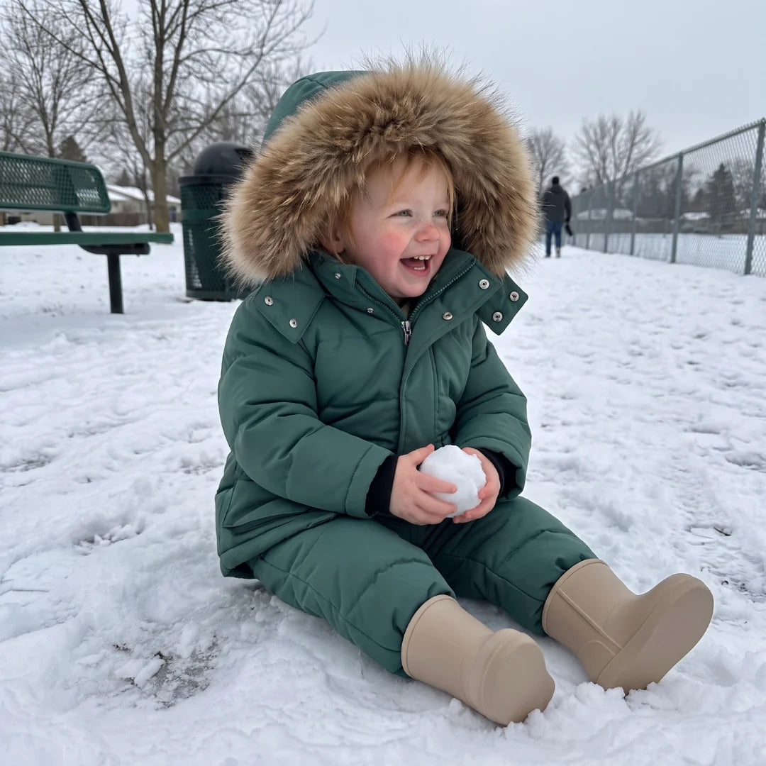 Baby puffer jacket set with full padding, designed for cold weather, suitable for children aged 9 months to 4 years, featuring a warm winter 10