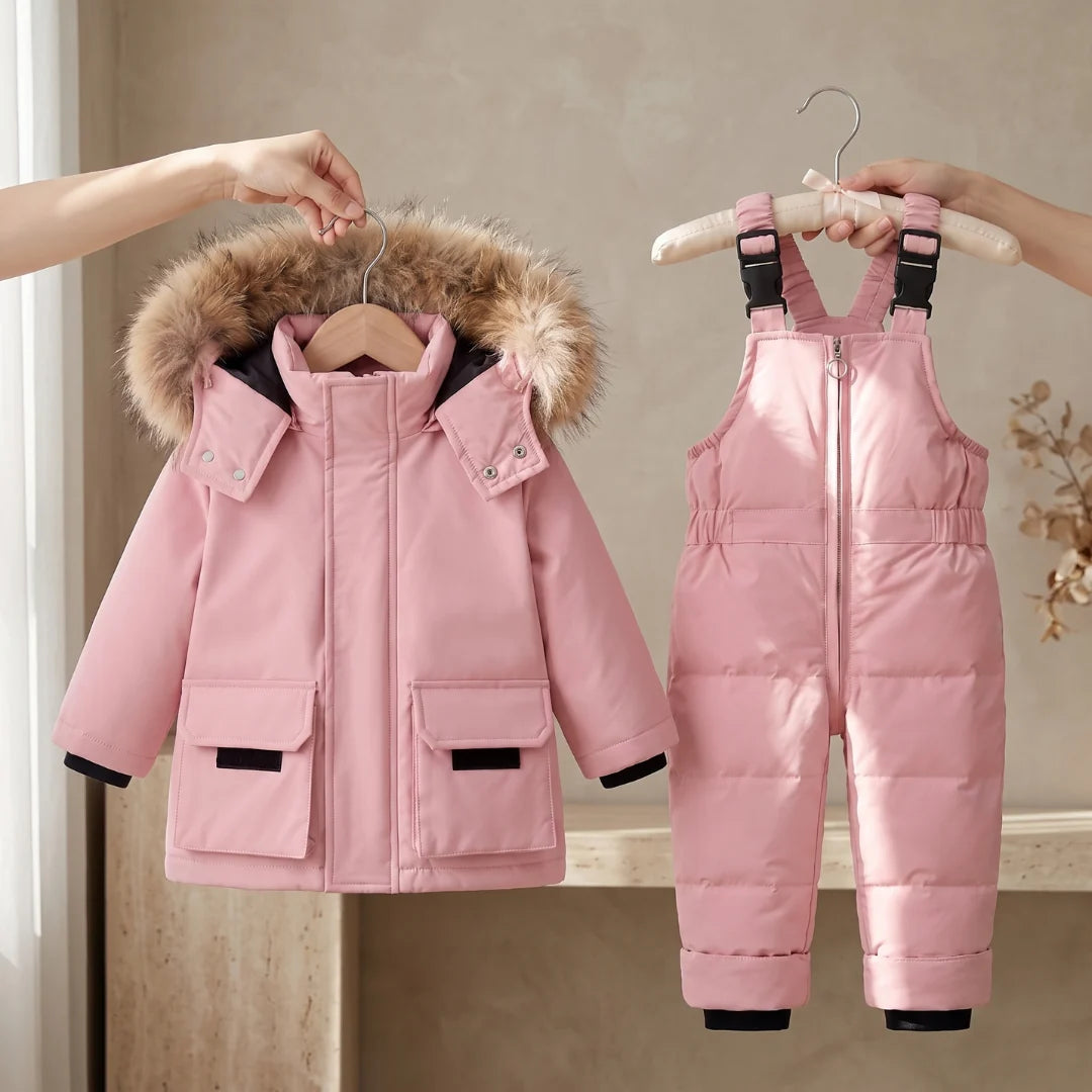 Baby puffer jacket set with full padding, designed for cold weather, suitable for children aged 9 months to 4 years, featuring a warm winter 13