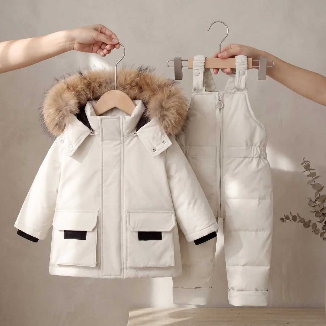 Baby puffer jacket set with full padding, designed for cold weather, suitable for children aged 9 months to 4 years, featuring a warm winter 14
