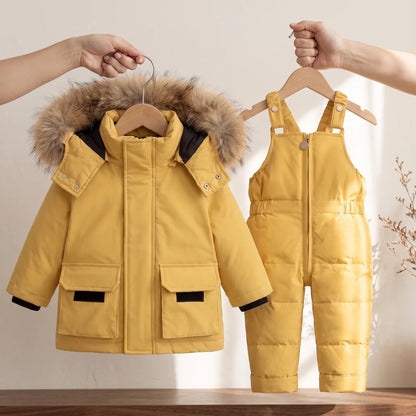 Baby puffer jacket set with full padding, designed for cold weather, suitable for children aged 9 months to 4 years, featuring a warm winter 18