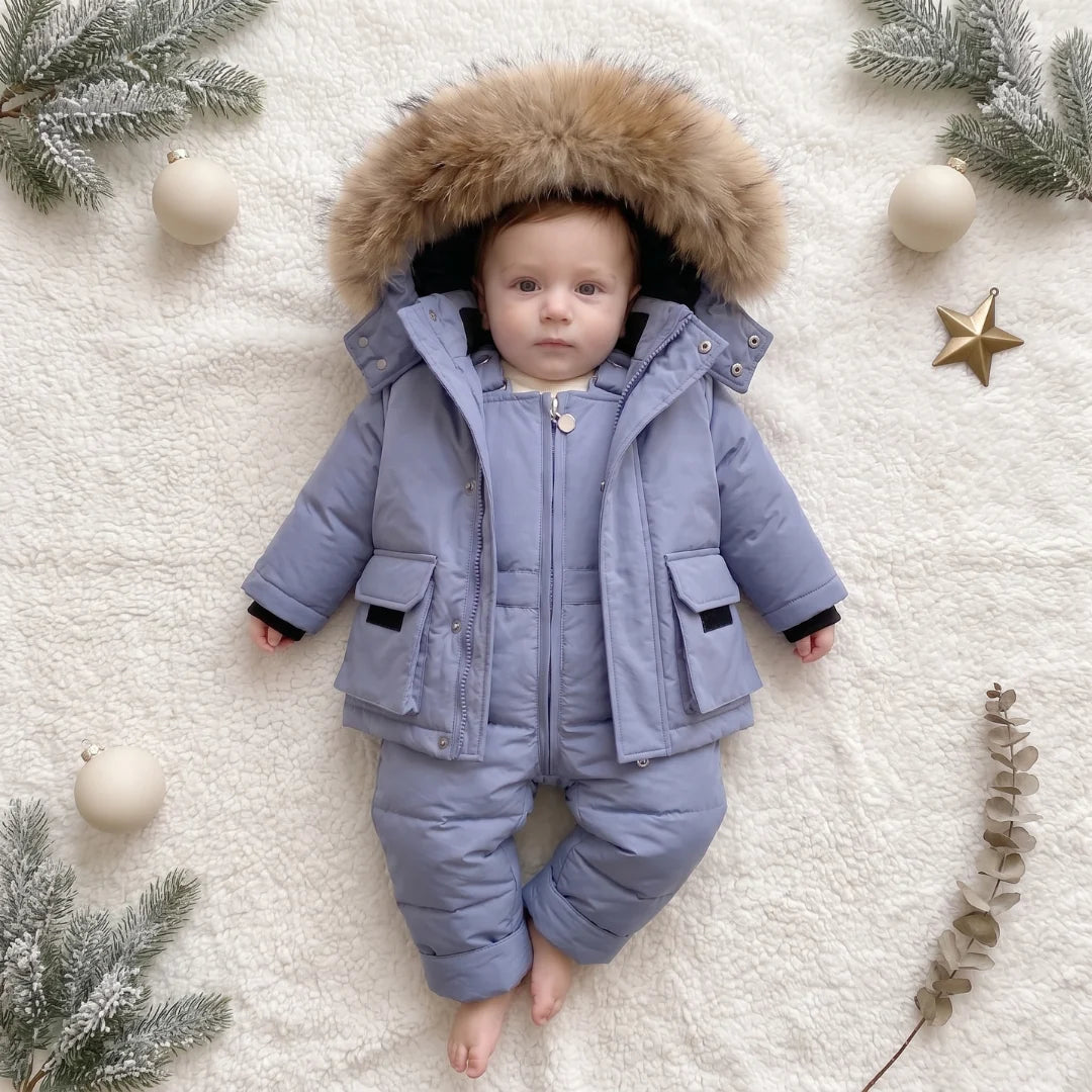 Baby puffer jacket set with full padding, designed for cold weather, suitable for children aged 9 months to 4 years, featuring a warm winter 5