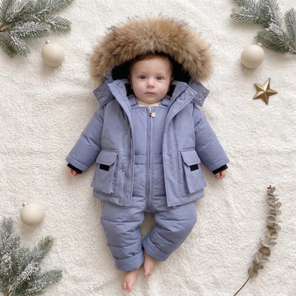Baby puffer jacket set with full padding, designed for cold weather, suitable for children aged 9 months to 4 years, featuring a warm winter 5