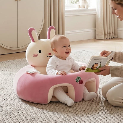 Baby Sitting Support Seat featuring a 360° stability design, crafted with soft cotton wraparound material for comfort and safety. Ideal for infants learning to sit 0