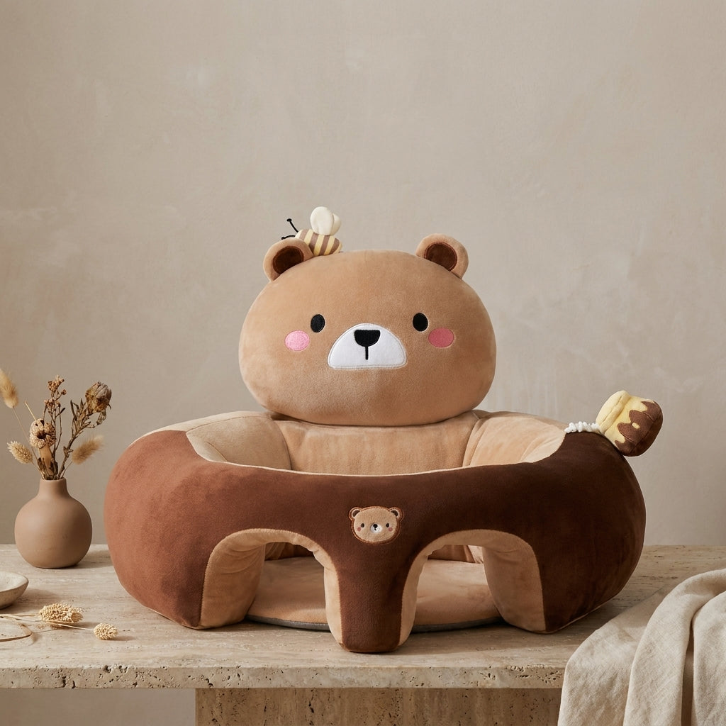 Baby Sitting Support Seat featuring a 360° stability design, crafted with soft cotton wraparound material for comfort and safety. Ideal for infants learning to sit 4