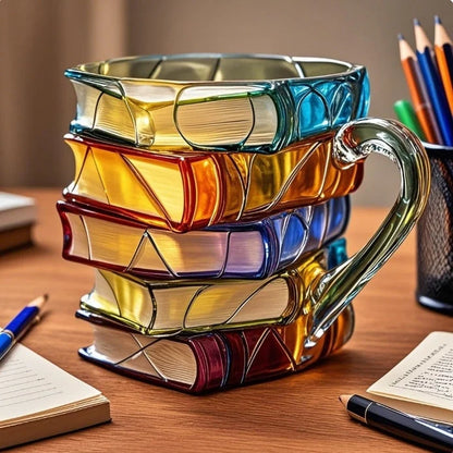 Book Stack Mug featuring a sculpted design with a colorful finish, ideal for book lovers and perfect as a thoughtful gift. 2