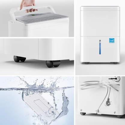 Portable Dehumidifier for Large Rooms with Smart Humidity Control – Quiet 30 Pint Air Dryer for Bedroom and Bathroom