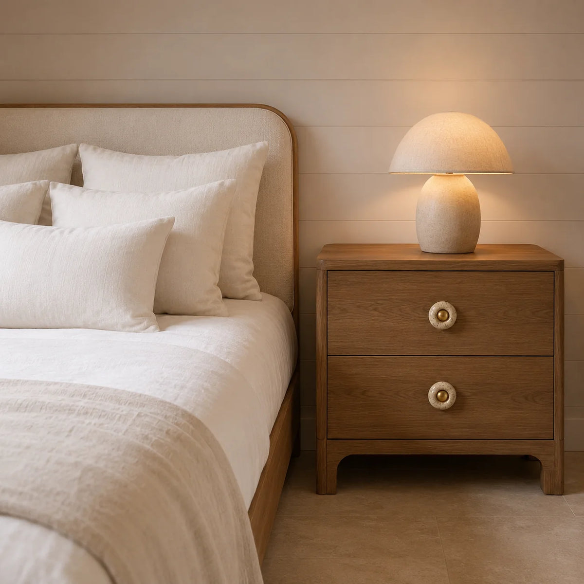 Ceramic cabinet knob with a smooth finish, perfect for modern kitchen cupboard handles, featuring easy installation and available in two sizes. 2