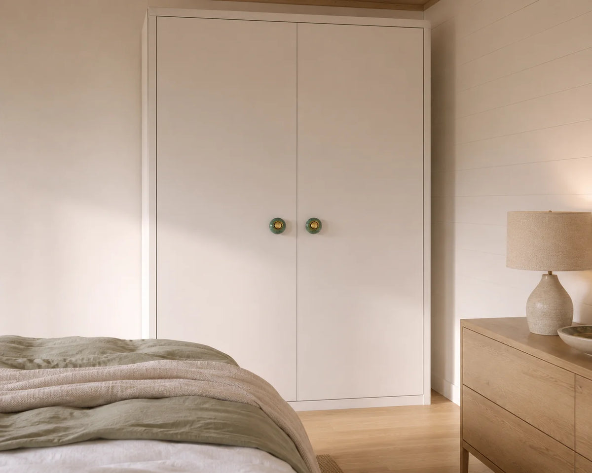 Ceramic cabinet knob with a smooth finish, perfect for modern kitchen cupboard handles, featuring easy installation and available in two sizes. 5