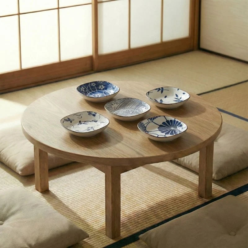 Ceramic Kobachi Bowl Set featuring square design with nature-inspired blue and white patterns, perfect for serving snacks or side dishes, and microwave safe for convenient 3