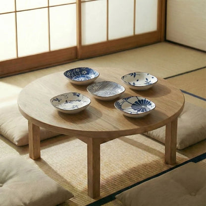 Ceramic Kobachi Bowl Set featuring square design with nature-inspired blue and white patterns, perfect for serving snacks or side dishes, and microwave safe for convenient 3